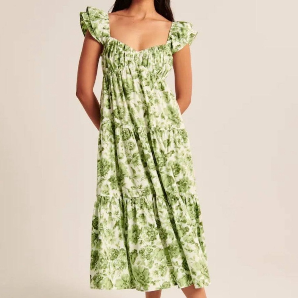 Abercrombie Flutter Ruched Midi Dress